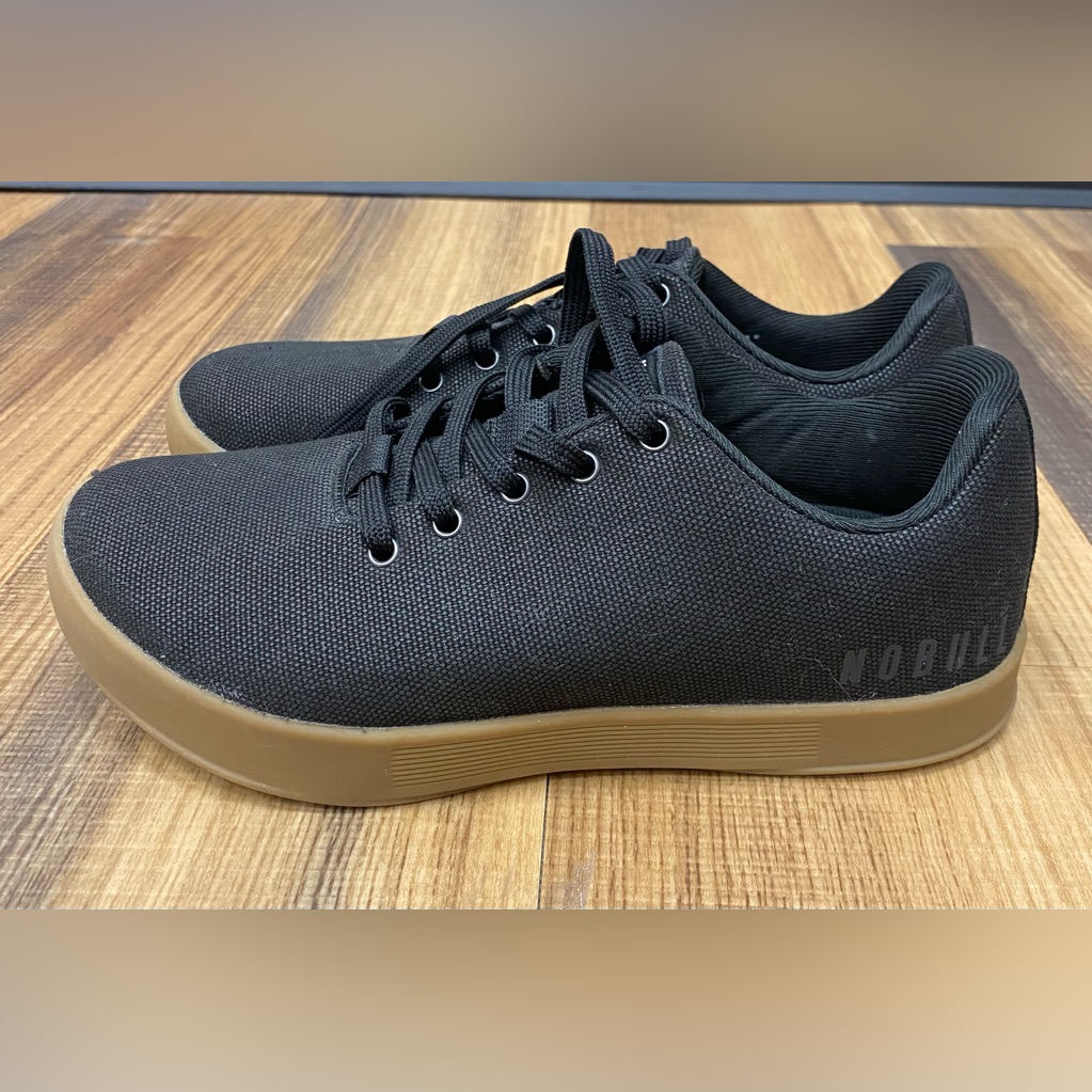 Nobull Black Canvas Gum Trainer Womens Size 8 Low Top Athletic Running Shoes